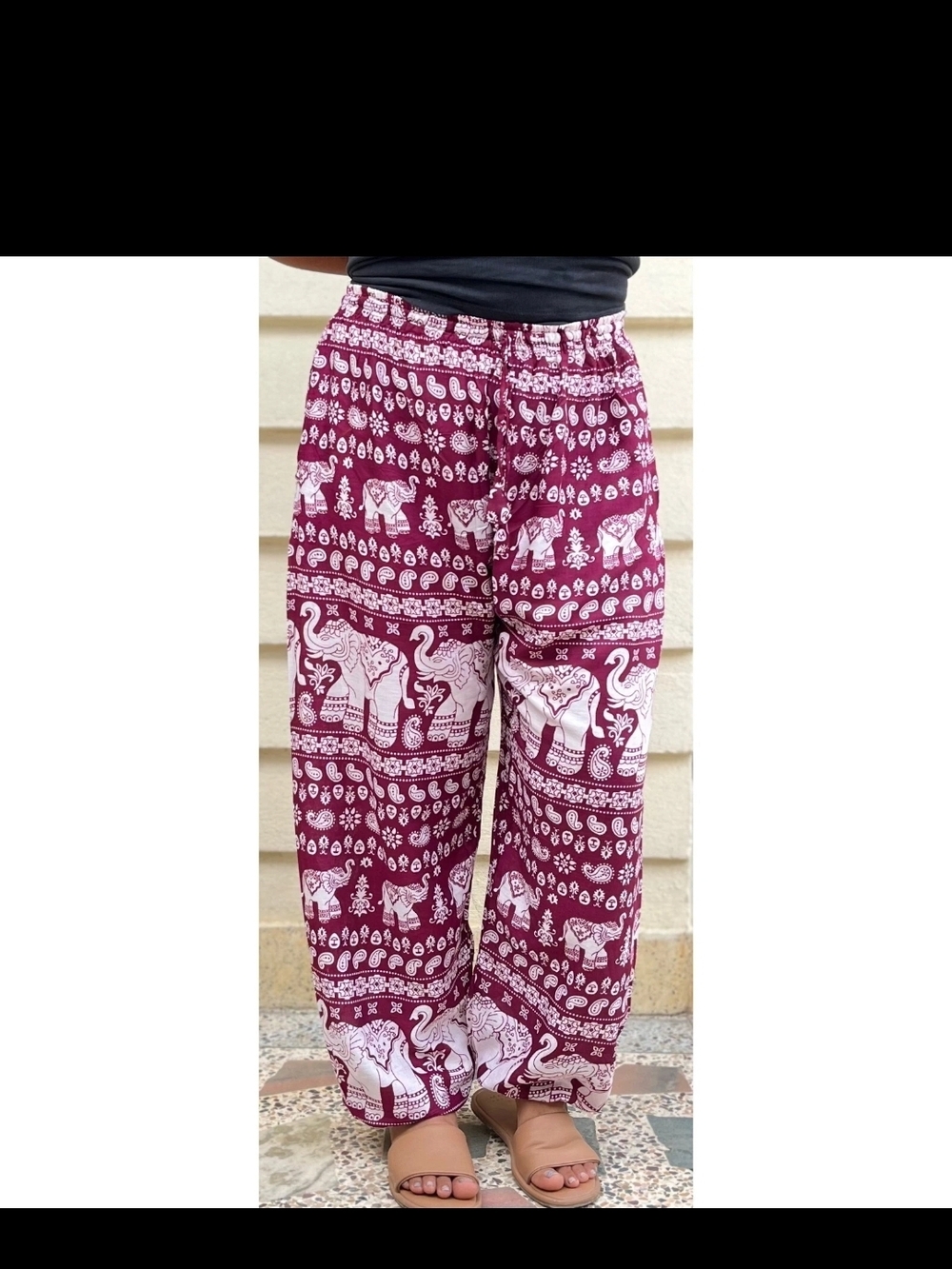 Maroon Elephant Print Harem Pants